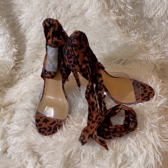 Cheetah print lace up the ankle sandals - Picture 1 of 1